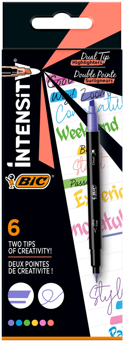 Bic Zakreślacz Intensity Dual Tip Highlighter mix 6 szt.