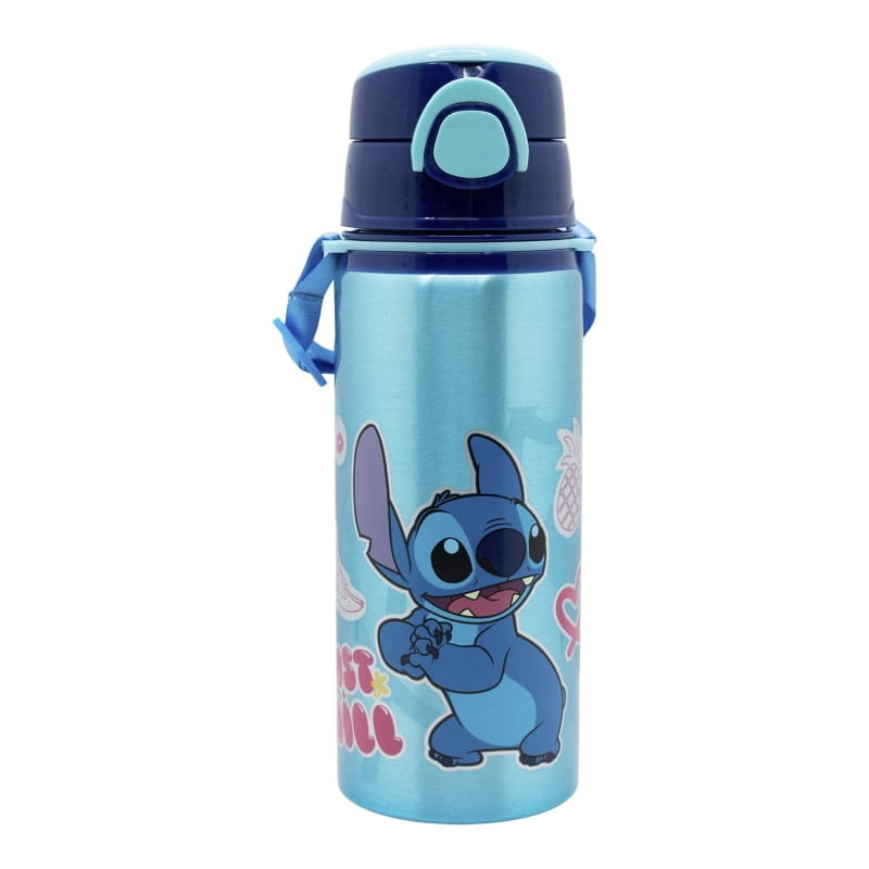 Bidon aluminiowy ze słomką i paskiem Stitch 730ml