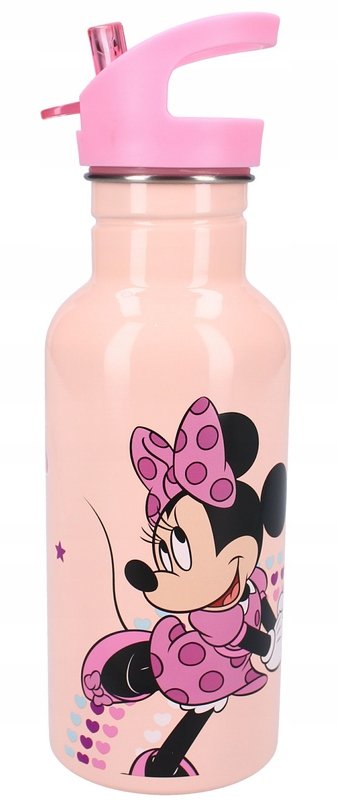 BIDON METALOWY ZE SŁOMKĄ PODRÓŻNA MYSZKA MINNIE MOUSE MIKI DZIECKA 500ML