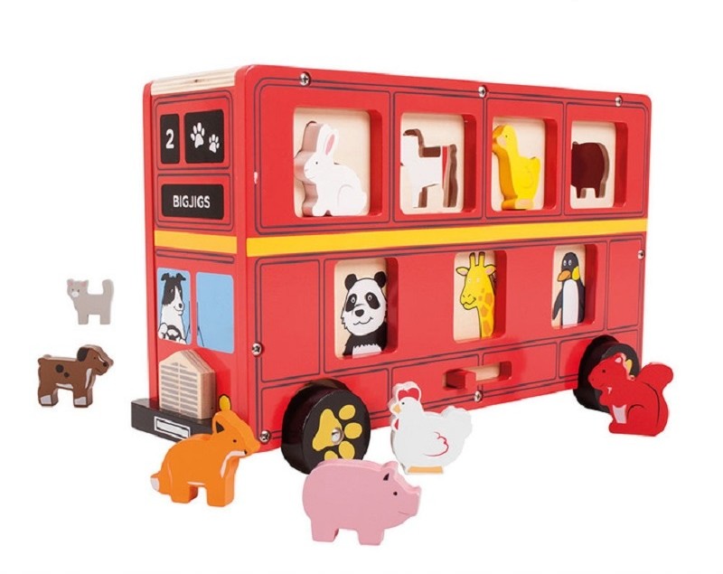 Bigjigs Toys CZERWONY AUTOBUS sorter BJ692