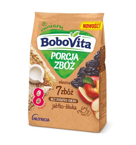Bobovita Porcja Zbóż Kaszka mleczna 7 zbóż jabłko śliwka 210 g 5900852041167