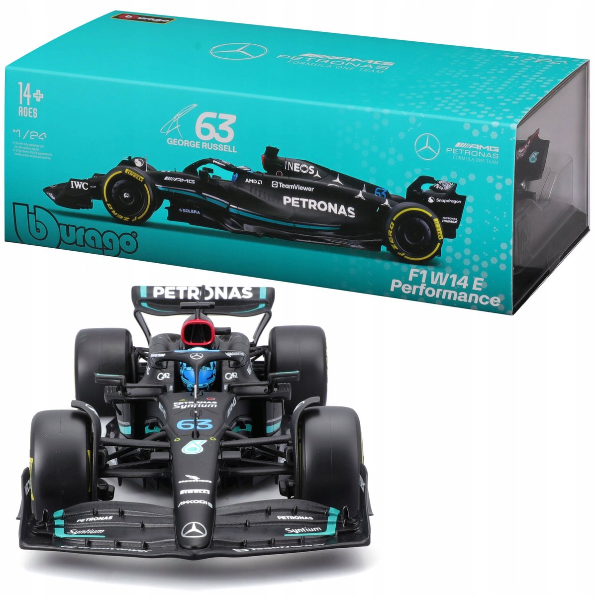 BOLID F1 Mercedes AMG W14 E 2023 George Russell 1:24 BBURAGO 18-28028