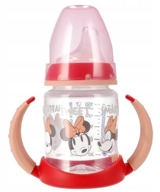 Butelka Do Nauki Picia Z Uchwytami I Wskaźnikiem Temperatury 150 Ml 6-18 M Myszka Minnie Nuk