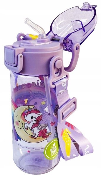 BUTELKA na wodę UNICORN BIDON dziecięcy + ustnik BLOKADA 450ml JEDNOROŻEC