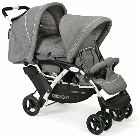 CHIC 4 BABY Duo jeansy melanż szaro-biały