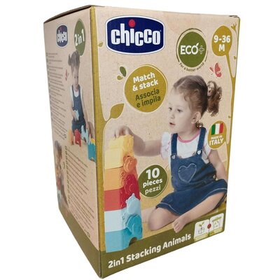 Chicco Eco+ Wieża Układanka 2W1 Zwierzątka 10 El.