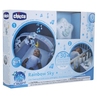 CHICCO ZABAWKI Chicco zabawki 143290 panel/łóżeczko rainbow sky niebieski