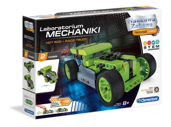 Clementoni Naukowa zabawa Laboratorium mechaniki Hot Rod i Race Truck 50634
