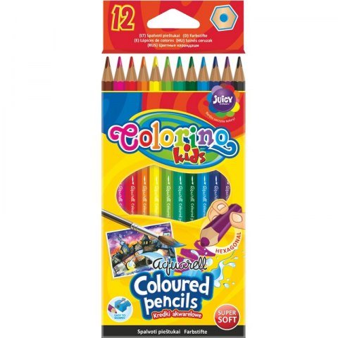 Colorino Kredki akwarelowe + pędzelek Kids 12 sztuk Patio