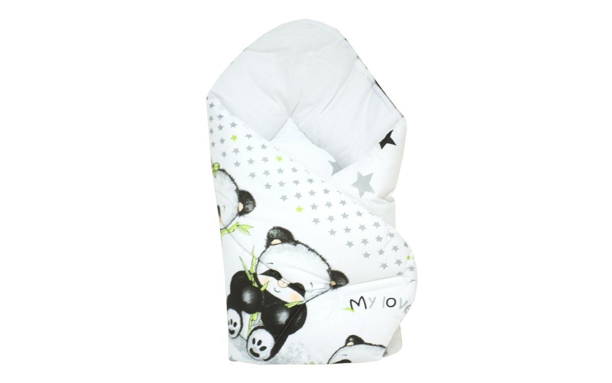 Cottolare, Rożek niemowlęcy, drukowany, standard, Panda, Biały/Popiel