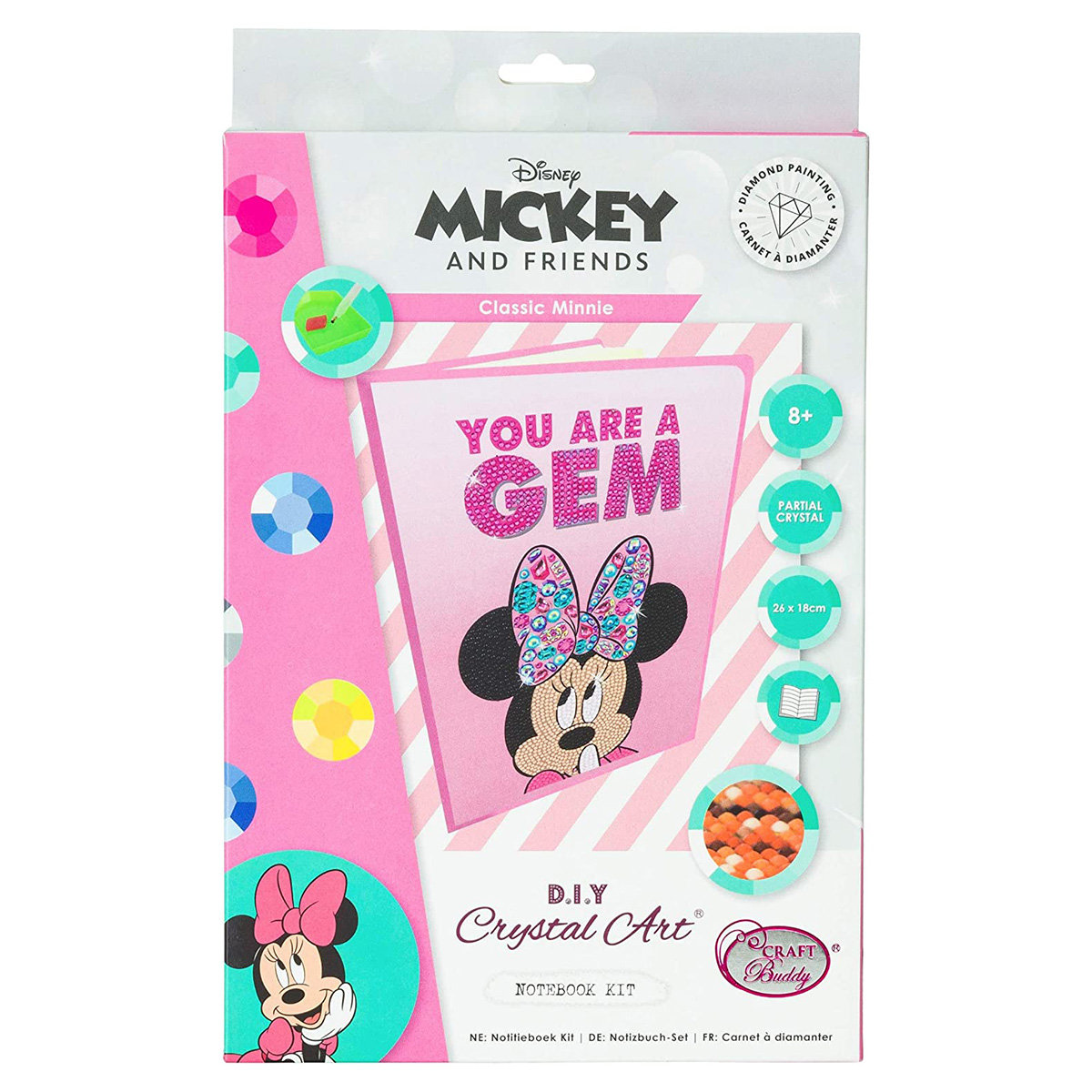 Craft Buddy Crystal Art Myszka Minnie notes, Zestaw kreatywny