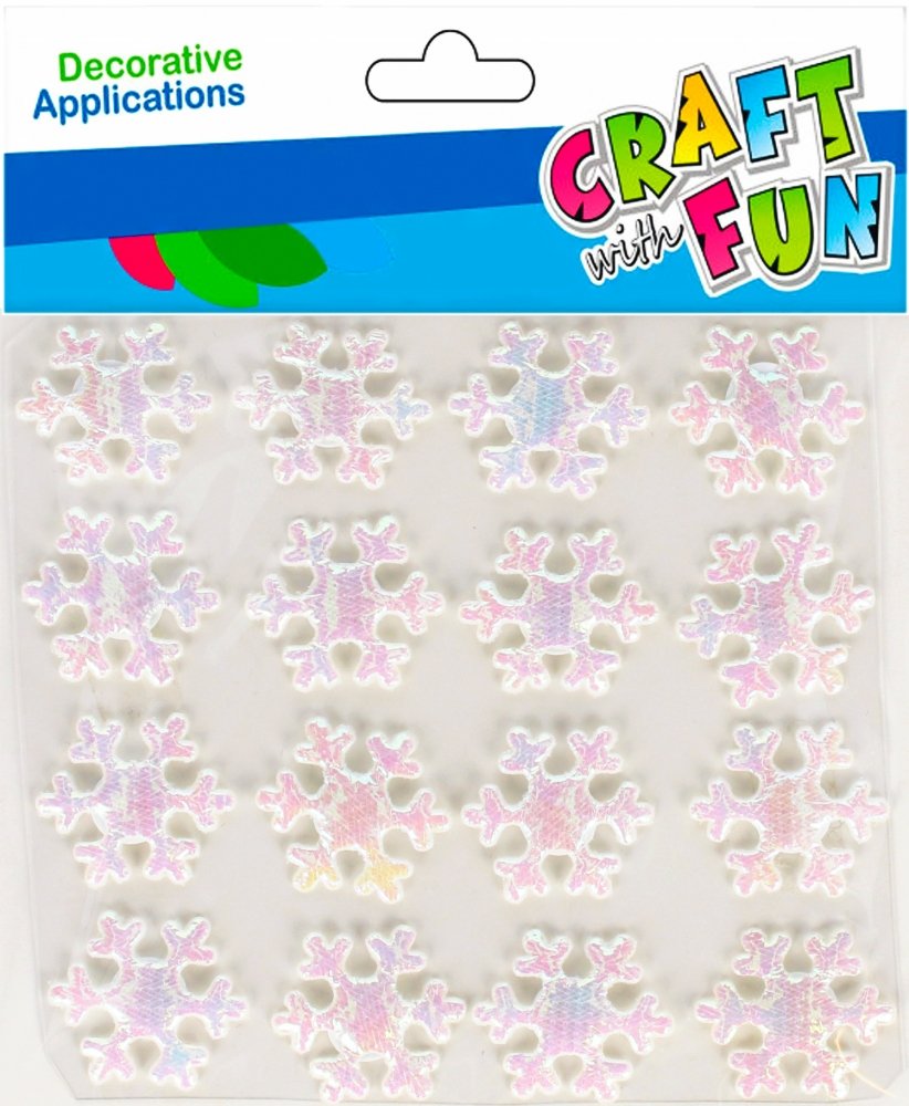 Craft With Fun, Ozdoba dekoracyjna samoprzylepna, materiałowa Śnieżynki, 16 szt., 501457