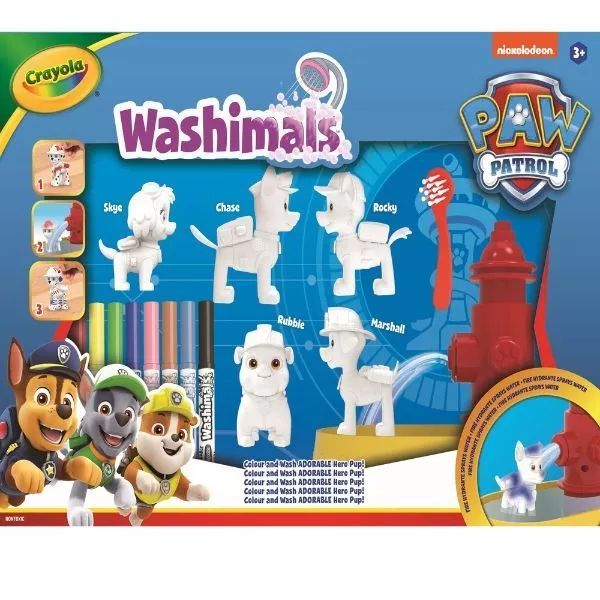 Crayola Washimals: Zmywalna figurka z Psiego Patrolu z naklejkami - 5 szt.