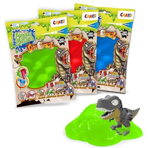 CRAZE Magic Slime 6 foliowa torba 75 ml, zawiera 1 figurkę Dinorex, torba slime dla dzieci, magiczny szlam w różnych torebkach