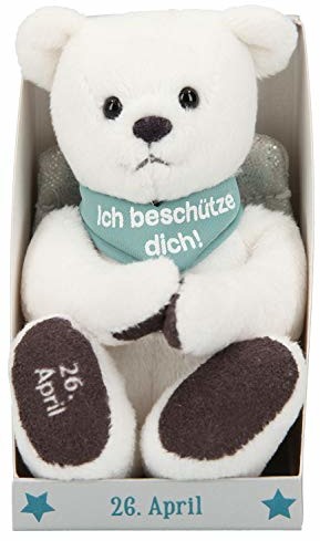Depesche Depesche 8139.117 - Anioł stróż pluszowy miś ok. 9 cm, z datą 26 kwietnia, prezent na urodziny, rocznicę lub ślub Depesche