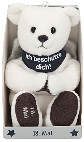 Depesche Depesche 8139.139 - Anioł Stróż pluszowy miś ok. 9 cm, z datą 18 maja, prezent na urodziny, rocznicę lub ślub Depesche