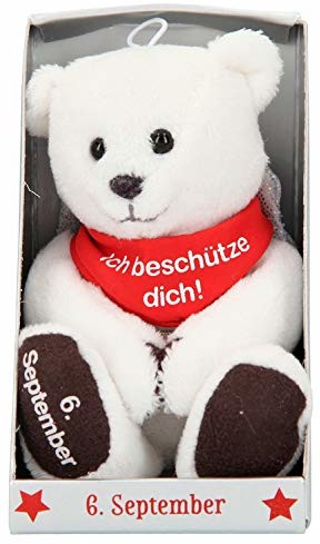 Depesche Depesche 8139.250 - Anioł Stróż pluszowy miś ok. 9 cm, z datą 06 września, prezent na urodziny, rocznicę lub ślub Depesche