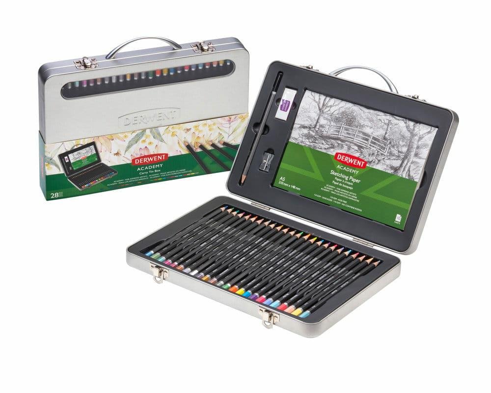 Derwent Derwent Carry collection tin incl. 24 colouring pencils. eraser sketching pad & sharpener / 28 pieces 2305951