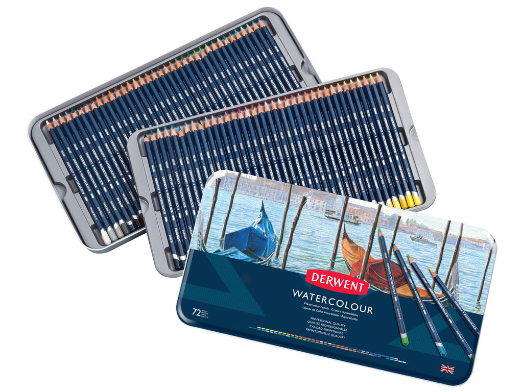 Derwent Kredki akwarelowe 72 KOLORY WATERCOLOUR PUDEŁKO METALOWE 32889