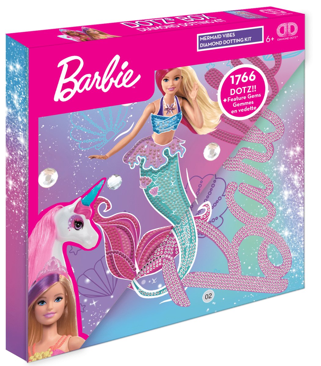 Diamond Dotz, Zestaw kreatywny dla dzieci haft diamentowy Barbie Mermaid Vibes Dotz Box
