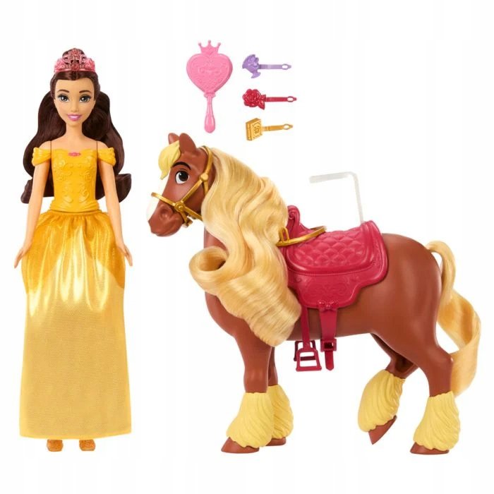 Disney Lalka Księżniczka Bella z pięknym koniem Phillippe
