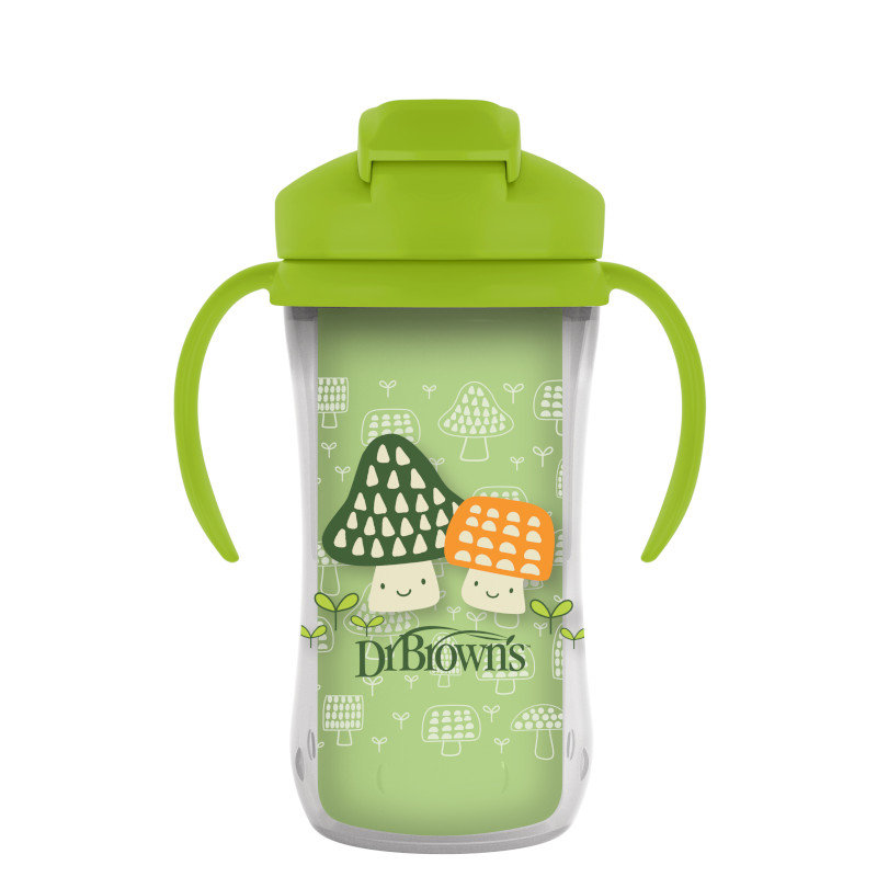 Dr.Browns TC01203 Kubek termiczny ze słomką 300ml zielony + 12m