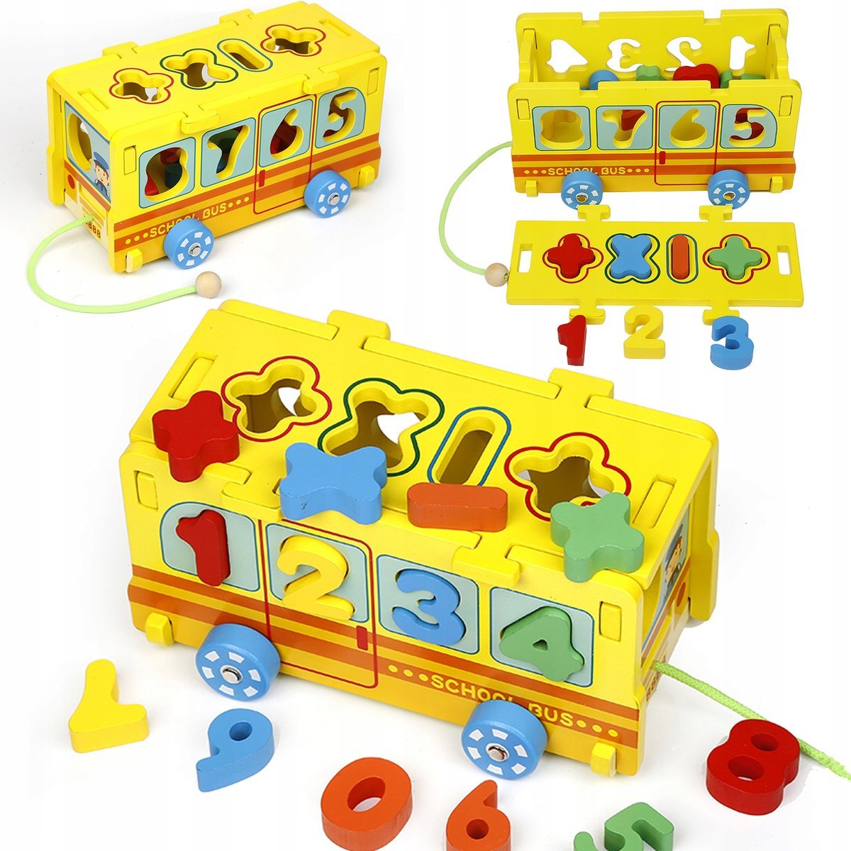 Drewniany Autobus Sorter z cyferkamii kolorowy 411