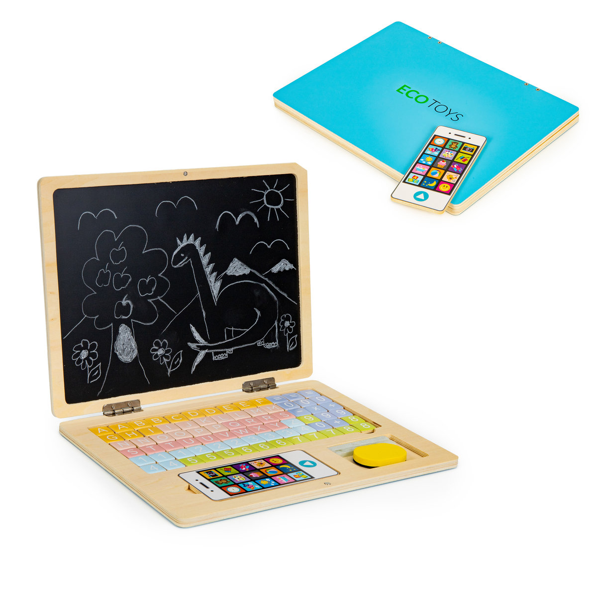 Drewniany laptop edukacyjny tablica magnetyczna Ecotoys