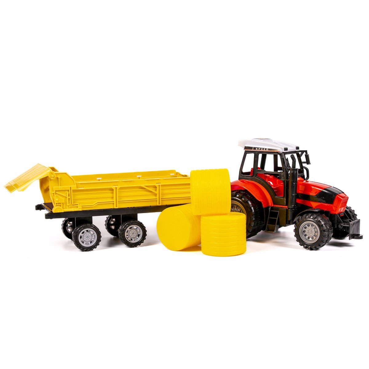 DUŻY TRAKTOR CIĄGNIK FARMER MASZYNY ZESTAW SNOPKI SIANA NACZEPA 53CM