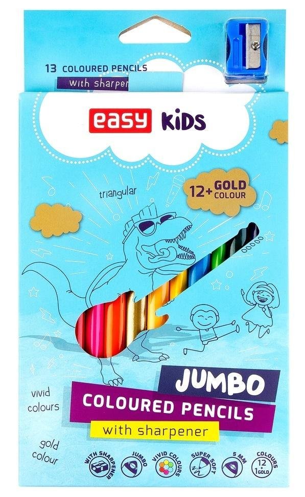 Easy Stationery Kredki Jumbo trójkątne 13 kolorów EASY