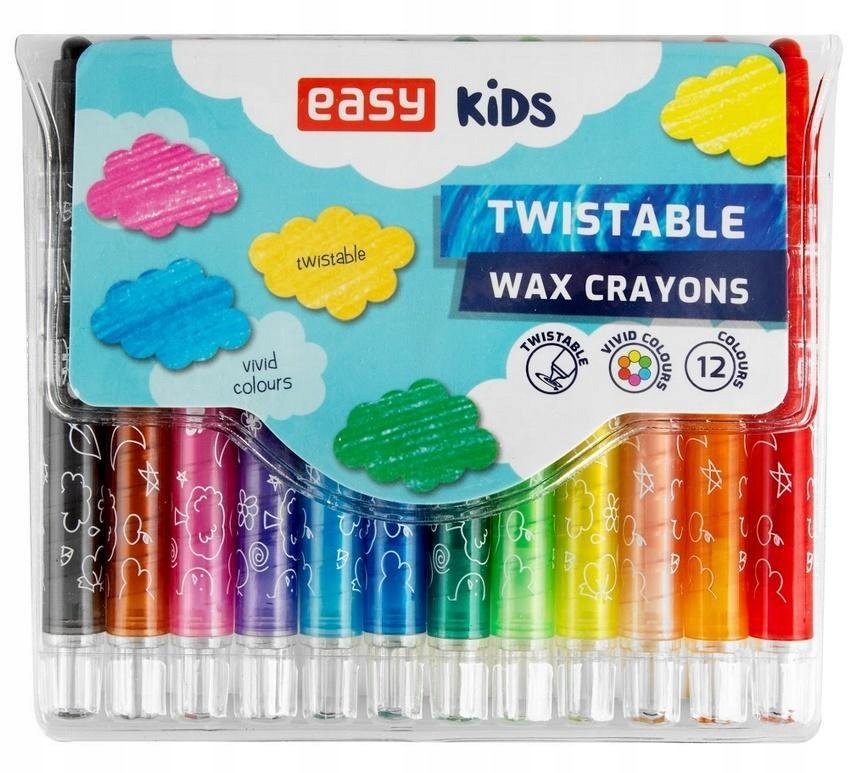 Easy Stationery Kredki świecowe wykręcane 12 kolorów EASY - Easy Stationery