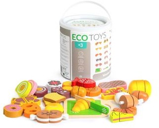 EcoToys Drewniane jedzenie do krojenia 23szt