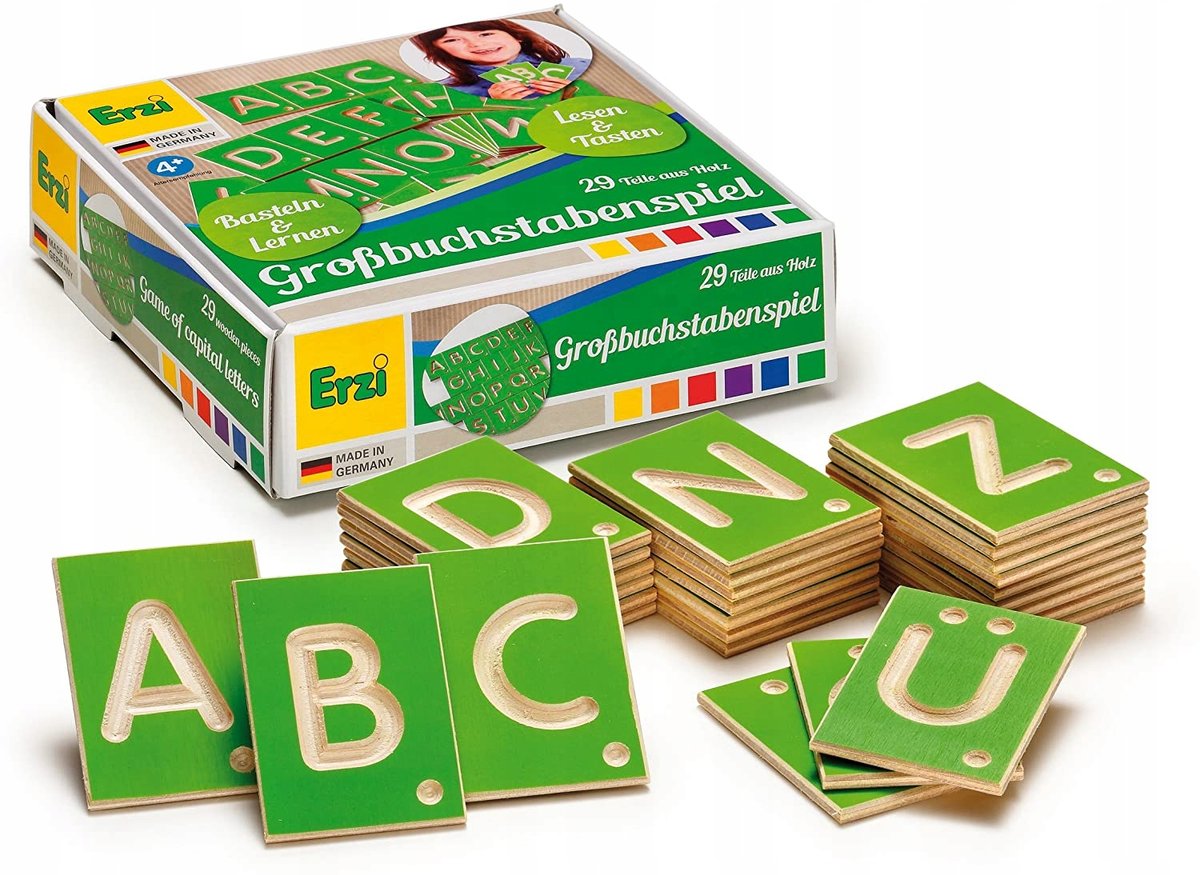 Erzi Drewniana Zabawka Edukacyjna Wielkie Litery alfabet