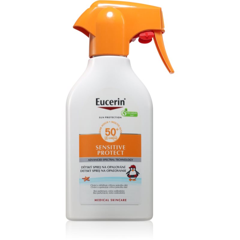 Eucerin Sun Kids Sensitive Protect Sun Spray SPF50+ preparat do opalania ciała 250 ml dla dzieci