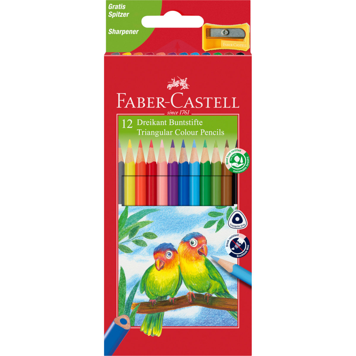 Faber-Castell Kredki 12 kolorów trójkątne Eco z temperówką