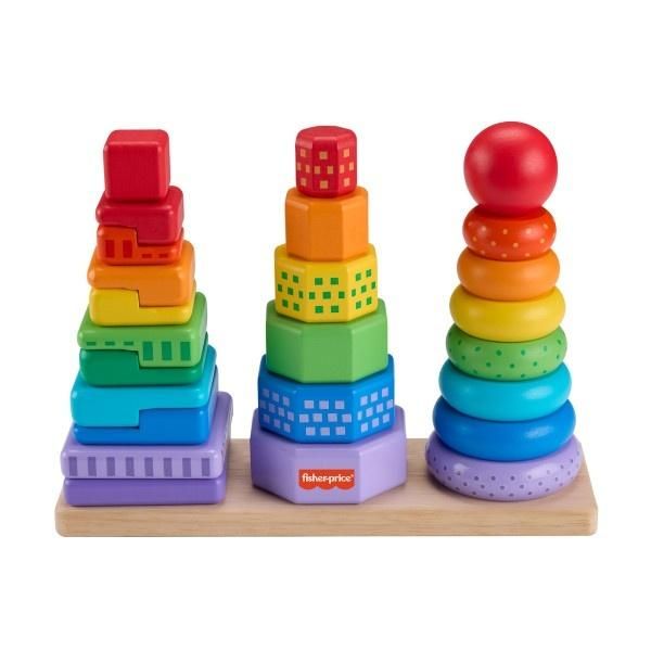Fisher-Price. Drewniane piramidki Sorter kształtów - zabawka