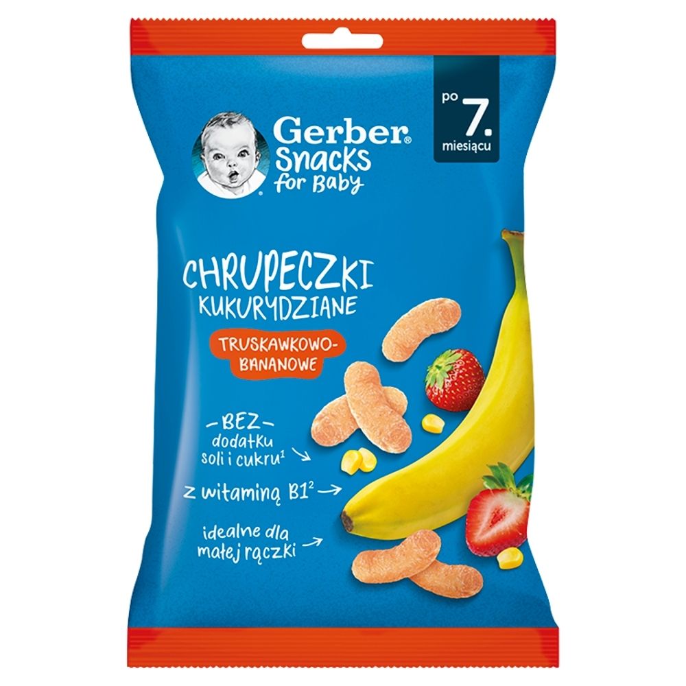 Gerber Chrupeczki kukurydziane truskawkowo-bananowe po 7.miesiącu 28 g