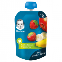 Gerber Deser w tubce jabłko z bananem i truskawkami po 6. miesiącu 80 g