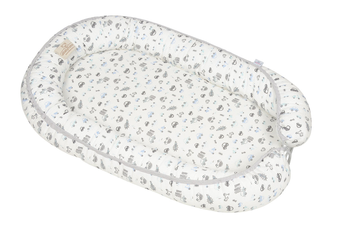 Gniazdko niemowlęce Prestige Muslin Design 55x80 auta białe otulacz