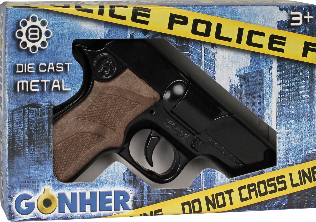 Gonher 125 6 Metalowy Pistolet Policyjny 8 Naboi Puli