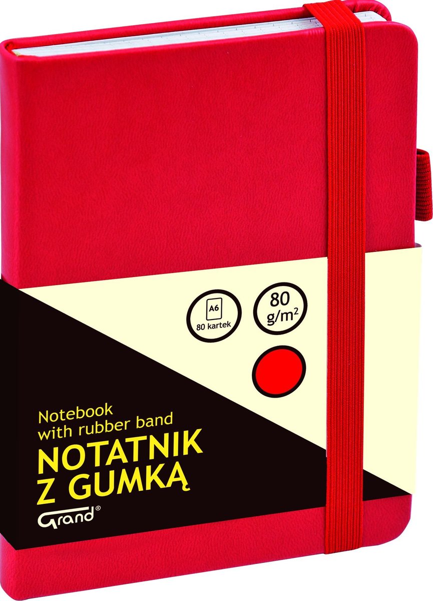 Grand Notatnik A6 z gumką 80 kartek czerwony KW TRADE OD 24,99zł