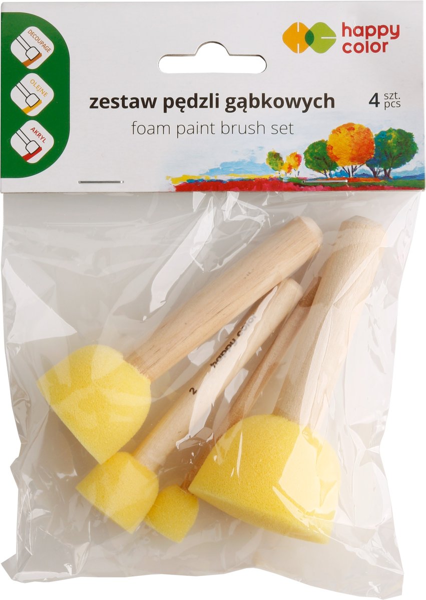 HAPPYCOLOR Pędzel gąbkowy okrągły (4) mix Happy Color