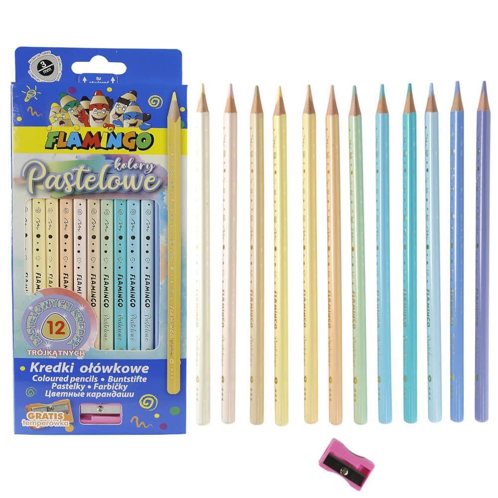 Hasta Kredki ołówkowe 12kol/180 Troj Pastel Flamingo pudełko