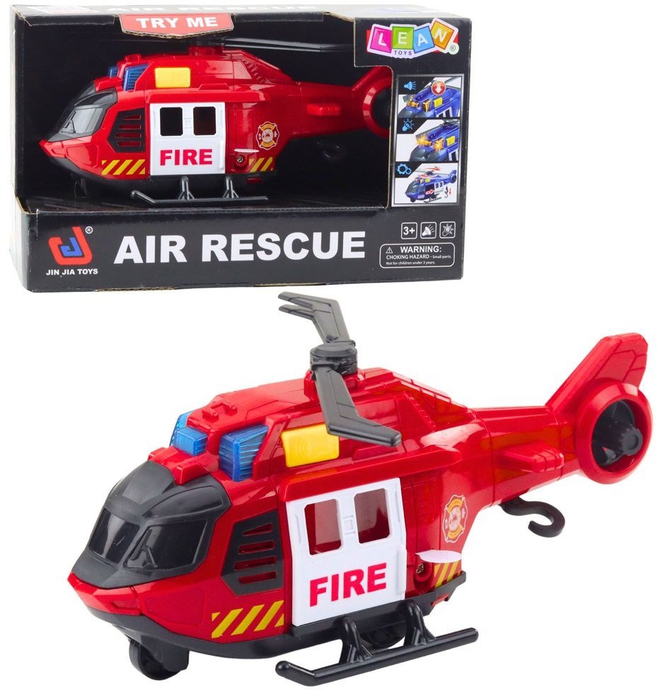 Helikopter Strażacki Z Dźwigiem Światła Dźwięki Czerwony