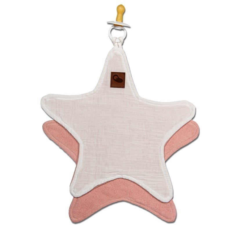 Hi Little One Hi Little One - Hi Little One  -  Przytulanka Dou Dou z Zawieszką z Organicznej Bio Bawełny Gots Cozy Muslin Pacifier Keeper Star White