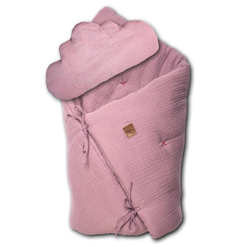 Hi Little One, Kołderka z podusią i Rożek z oddychającej bawełny organicznej, GOTS QUILT BABY HORN BLUSH