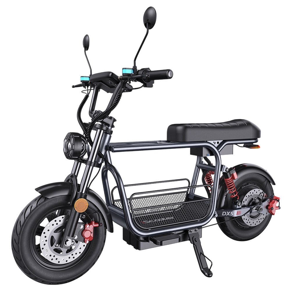 Hulajnoga elektryczna iScooter DX5 z przednim koszem, silnikiem 1500 W, akumulatorem 48 V 15,6 Ah, oponami 15 cali