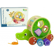 Import LEANToys Krokodyl  Zielony Do Ciągnięcia Na Kółkach Sorter Klocki Drewniane LT-10166-0