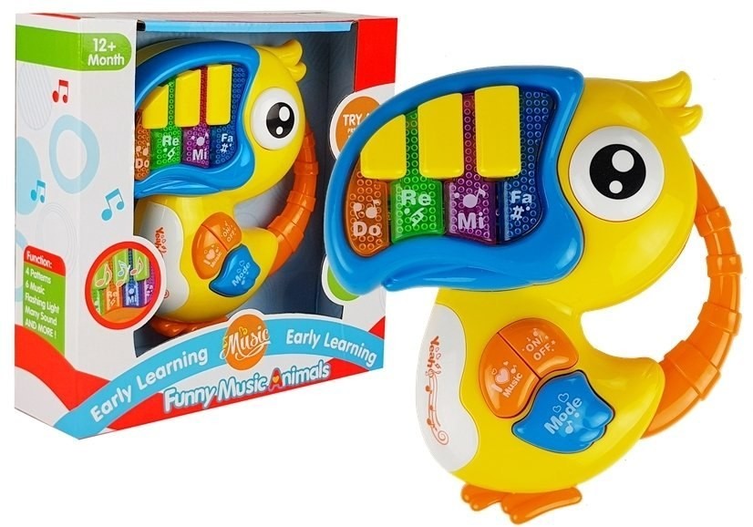 Import LEANToys Pianinko Organki Do Re Mi Papuga Żółte 4065