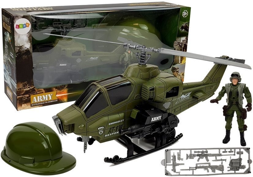 Import LEANToys Zestaw Wojskowy Helikopter Hełm Żołnierz 7877